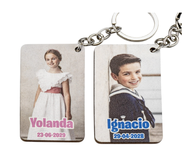 Llavero madera rectangular comunión personalizado con foto - AADOP7803