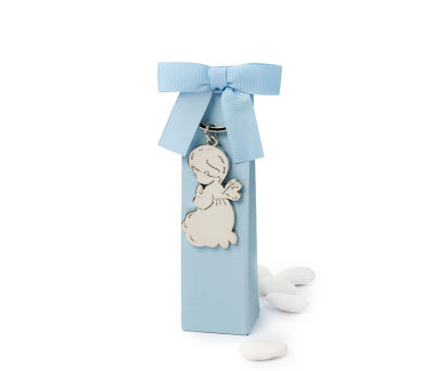 Llavero metal Angel en estuche azul 5 peladillas chocolate - AMP1.3