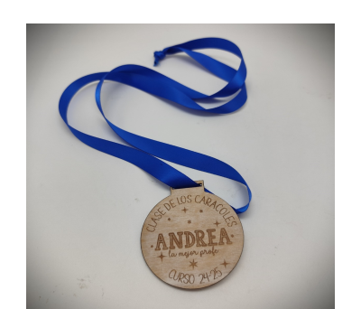 Medalla de madera al mejor profe personalizada dos caras - AWA8