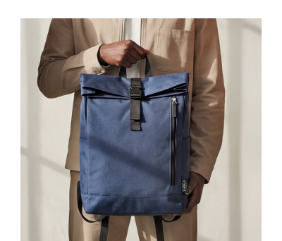 Mochila Roll-Top RPET con Cremallera Lateral - AGY54050