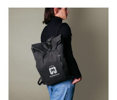 Mochila Roll-Top de Algodón Reciclado con Cremallera Lateral - AGY54500