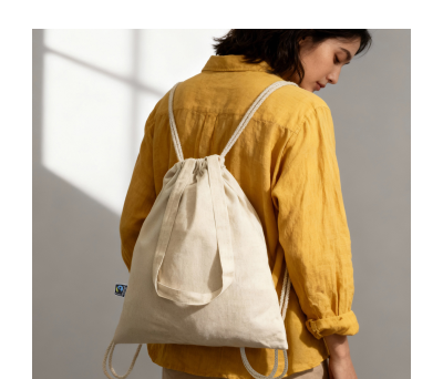Mochila Saco 2 en 1 de Algodón Fairtrade con Asas Largas - AGY52071