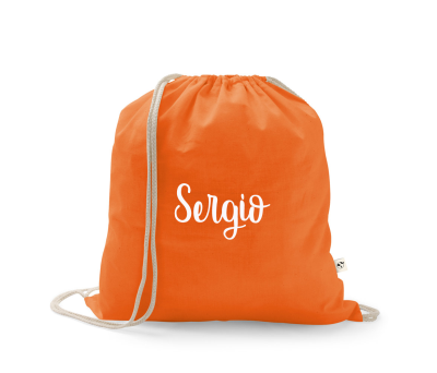 Mochila cuerdas naranja nombre