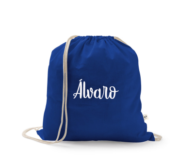 Mochila cuerdas nombre color azul royal
