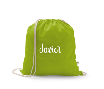Mochila cuerdas nombres color verde
