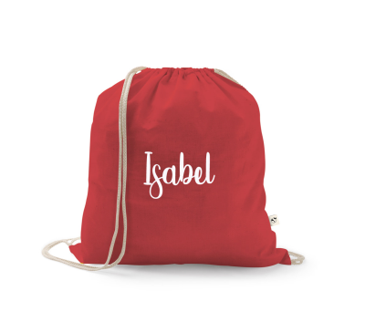 Mochila cuerdas roja nombre