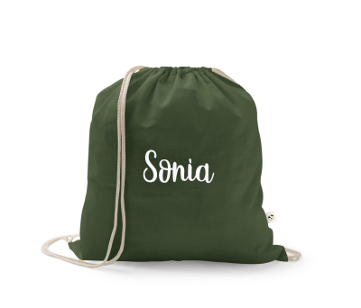 Mochila cuerdas verde oscuro nombre