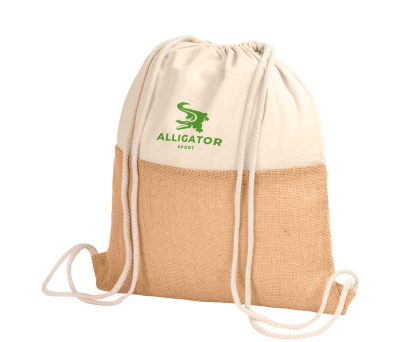 Mochila de Algodón y Yute con Cierre de Cuerdas