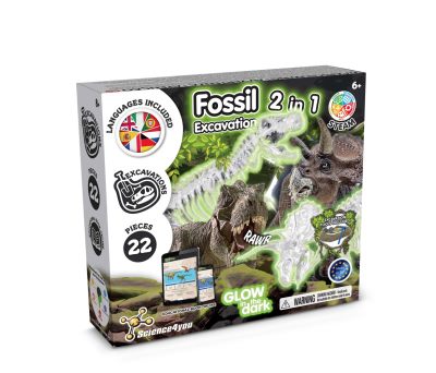 Kit de Excavación de Fósiles de Dinosaurios 2 en 1 Brillan en la Oscuridad