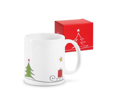 Taza de Cerámica con Estampado Navideño y Caja de Regalo