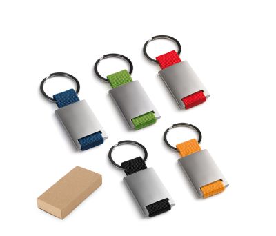 Llavero de Metal con Cincha y Caja Kraft