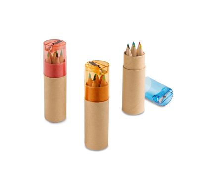 Set de 6 Lápices de Madera en Tubo con Sacapuntas