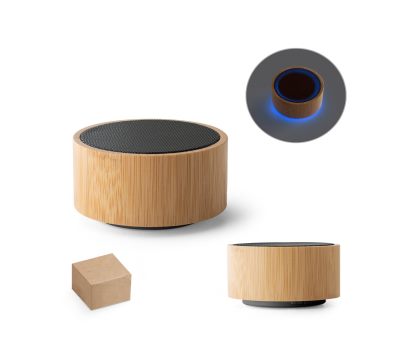 Altavoz Bluetooth Redondo de Bambú y ABS Reciclado