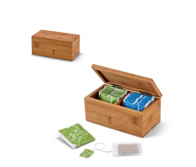 Caja de Té de Bambú con 2 Compartimentos y Cierre Magnético