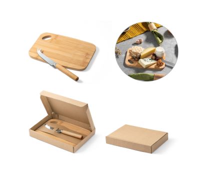 Tabla de Quesos de Bambú con Cuchillo de Acero Inoxidable