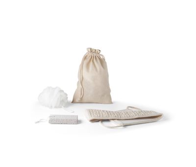 Set de Spa con Puff, Piedra Pómez y Toalla Exfoliante