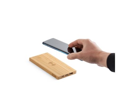 Power Bank de Bambú 5000 mAh con Carga Inalámbrica 15W