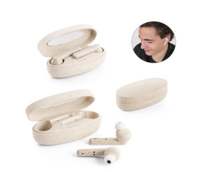 Auriculares Inalámbricos de Paja de Trigo con Estuche de Carga