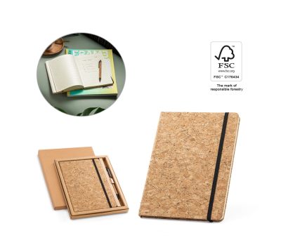 Set Cuaderno A5 y Bolígrafo de Corcho con Caja de Regalo