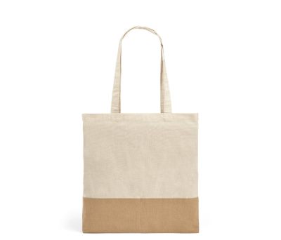 Bolsa de Algodón con Base de Yute y Asas Largas