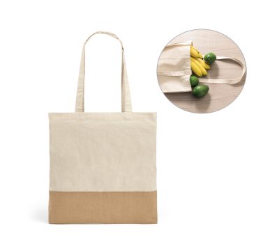 Bolsa de Algodón con Base de Yute y Asas Largas