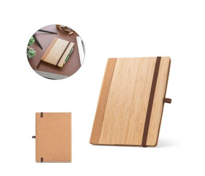 Cuaderno A5 con Tapa de Bambú y Corcho, 160 Páginas Rayadas