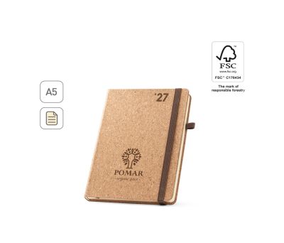 Agenda A5 Corcho con Plan Diario, Marcapáginas y Soporte Bolígrafo