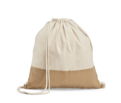 Mochila de Algodón con Base de Yute y Cierre de Cordón