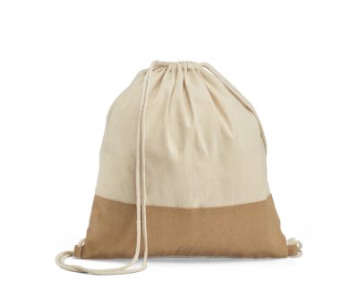 Mochila de Algodón con Base de Yute y Cierre de Cordón