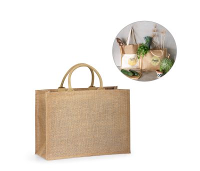 Bolso de Yute con Interior Laminado y Asas Acolchadas