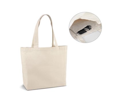 Bolsa de Lona de Algodón con Bolsillo Interior y Asas Largas