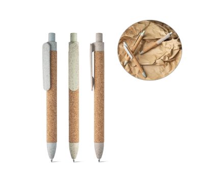 Bolígrafo de Corcho y Fibra de Trigo con Pulsador
