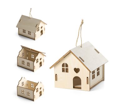 Casa de Madera Contrachapada para Colgar en Árbol de Navidad