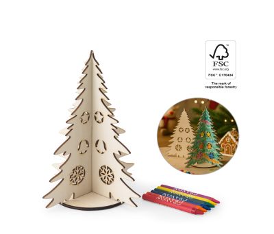 Árbol de Navidad Plegable de Madera para Colorear con Crayones