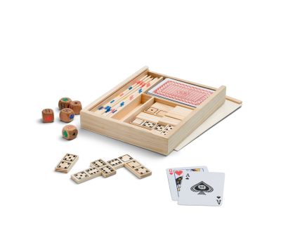 Juego de Mesa Familiar 4 en 1 de Madera Natural