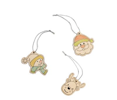 Set 3 Adornos Navideños de Madera para Pintar con Lápices
