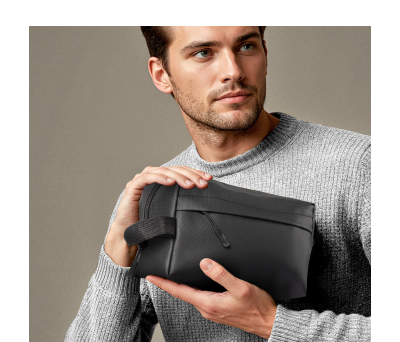 Neceser Amplio de PU con Asa Lateral y Bolsillo Exterior - AGY55531