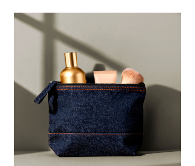 Neceser de Algodón y Denim Reciclado con Cremallera