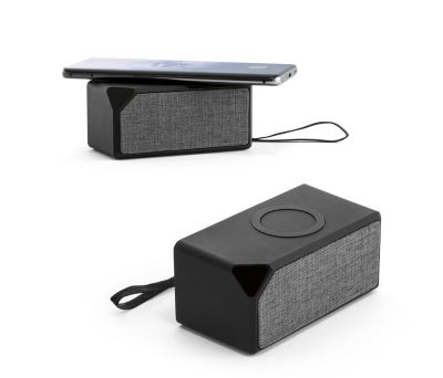 Altavoz Portátil con Carga Inalámbrica y Acabado Textil
