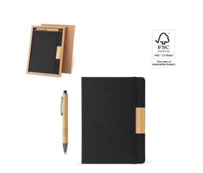 Set de Cuaderno A5 de rPET y Bambú con Bolígrafo a juego