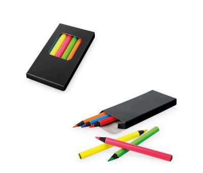 Caja de 6 Lápices de Madera Fluorescentes para Colorear