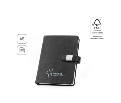 Agenda A5 de PU Reciclado con Cierre Magnético y Placa