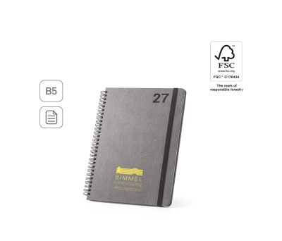 Agenda B5 Anillas Cuero Reciclado Cierre Elástico