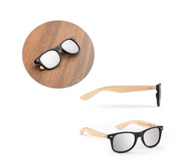 Gafas de Sol con Patillas de Bambú y Lentes Espejo UV400