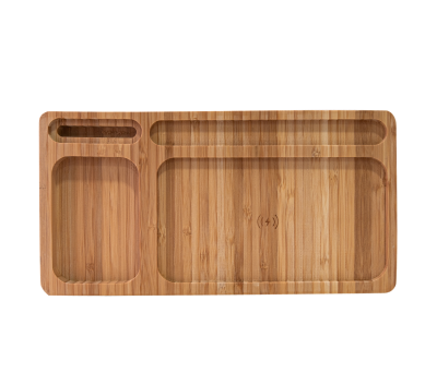 Organizador de Bambú con Base de Carga Inalámbrica 10W