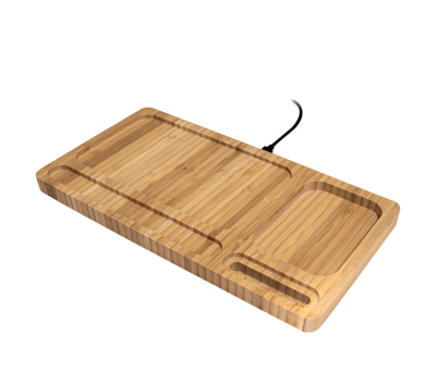 Organizador de Bambú con Base de Carga Inalámbrica 10W