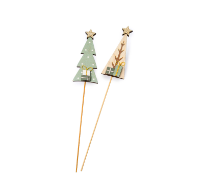 Pic madera árbol regalos y estrella 34cm. min.4 - ANW63