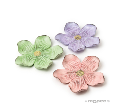 Platito pequeño flor rosa.verde.lila 12.5cm. min.3 - AZ895