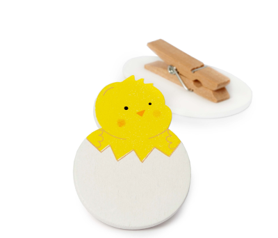 Pollito madera 5,3cm. con pinza Pascua, min.6 - AUW3