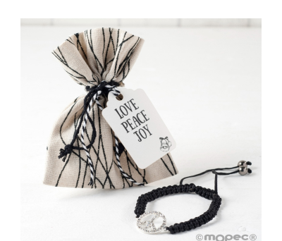 Pulsera símbolo paz en bolsita líneas con tarjeta WEB PROMO - ANK274